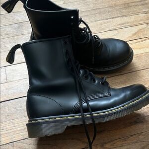 Dr. Martens Black Boots with Yellow Stitching